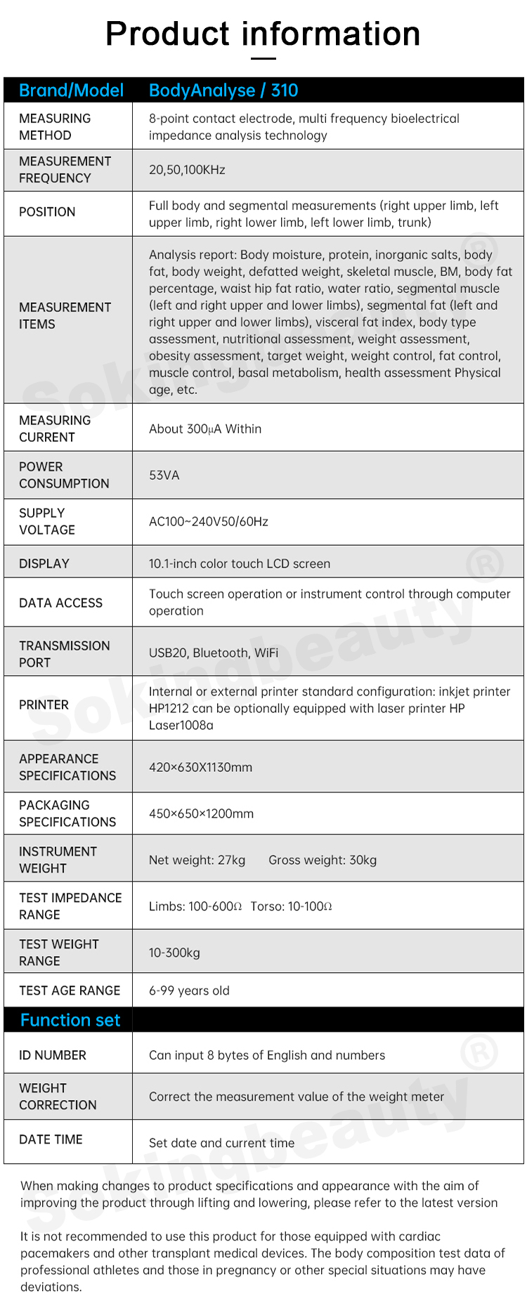 body data  measuring instrument